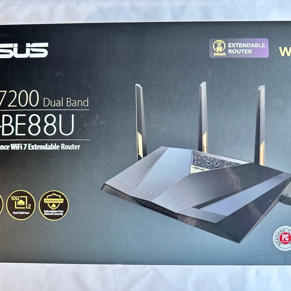 ASUS BE88U Dual Band WiFi 7 Router - Black and Gold